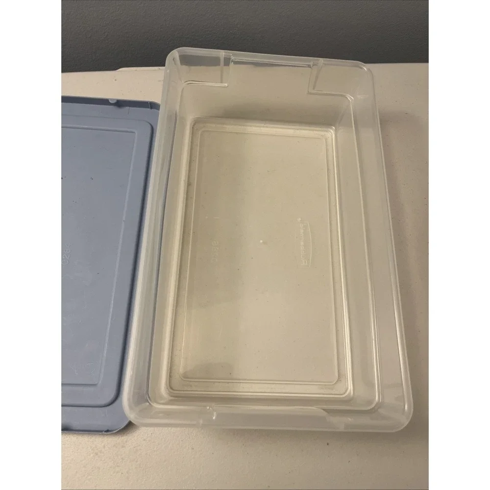 Vintage Rubbermaid 0286 Storage‎ Box Blue Clear Container Plastic Snap Shut Lid